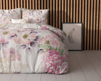 Dekbedovertrek Gyna bloemenprint roze, 200 x 200/220 cm, voor de slaapkamer