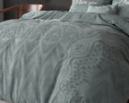 Dekbedovertrek I Love Bed groen met tekstprint Dear bed, I love you, 200 x 200/220 cm, voor de slaapkamer