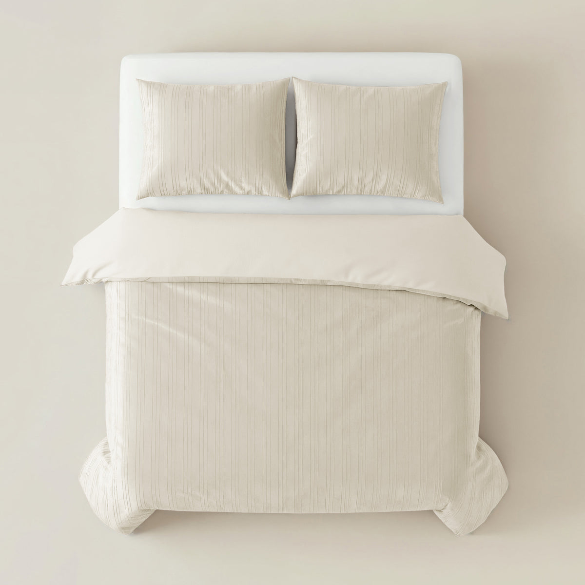 Dekbedovertrek velvet fluweel beige effen 240 x 220 cm, met 2 kussenslopen