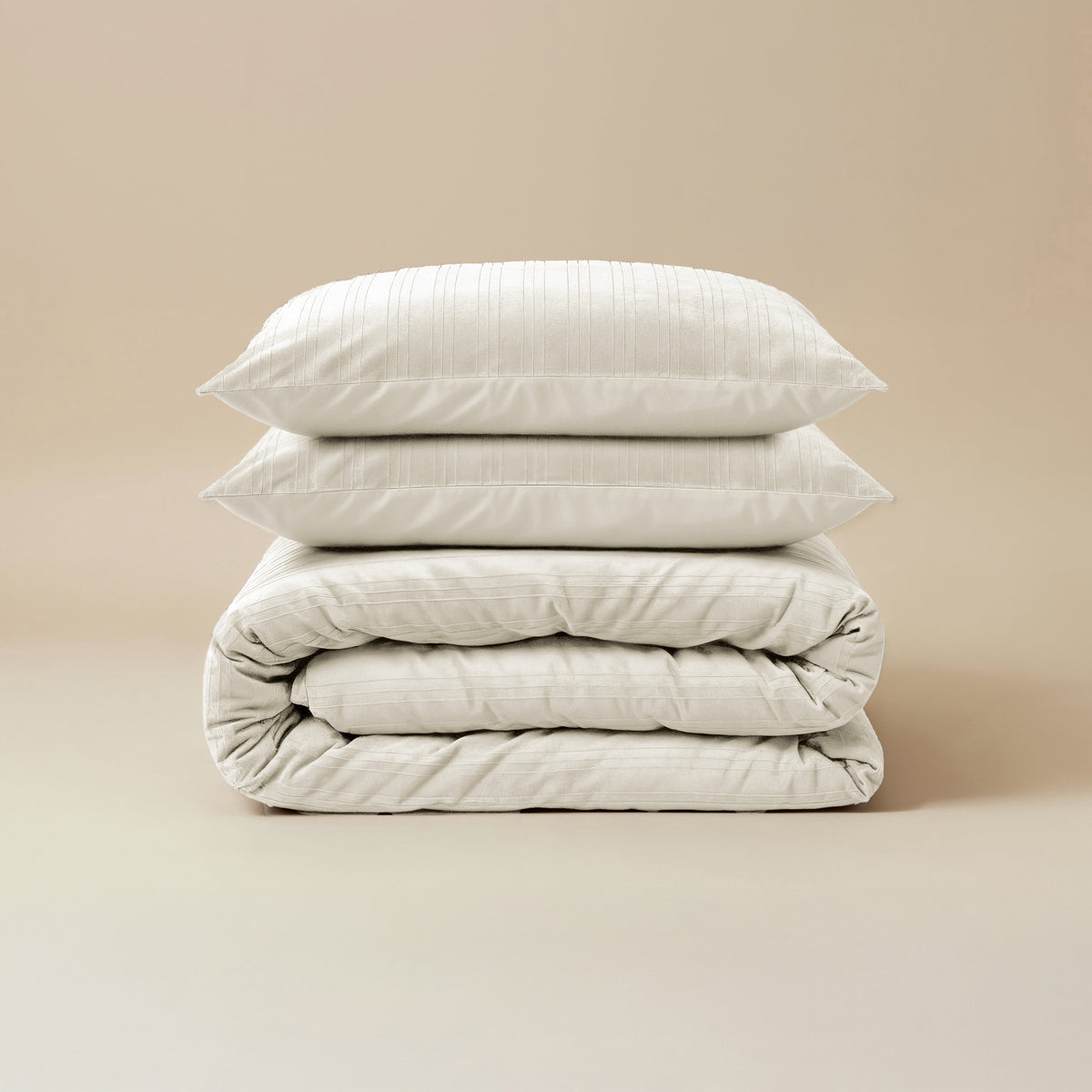 Dekbedovertrek velvet fluweel beige effen 240 x 220 cm, met 2 kussenslopen