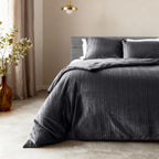 Dekbedovertrek fluweel polyester zwart 200 x 220 cm, met 2 kussenslopen, slaapkamer