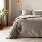 Dekbedovertrek fluweel taupe/grijs 140 x 220 cm, met 1 kussensloop voor de slaapkamer