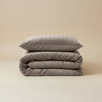 Dekbedovertrek fluweel taupe/grijs 140 x 220 cm, met 1 kussensloop voor de slaapkamer