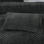Dekbedovertrek teddy polyester Chevron antraciet 140 x 200/220 cm, met kussensloop, visgraatmotief