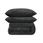 Dekbedovertrek teddy polyester Chevron antraciet 140 x 200/220 cm, met kussensloop, visgraatmotief
