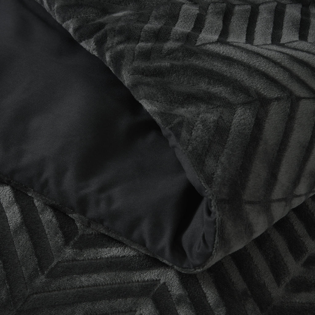 Dekbedovertrek teddy polyester chevron antraciet 200 x 200/220 cm, met kussenslopen voor de slaapkamer