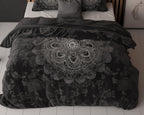 Dekbedovertrek Katinka antraciet met mandala en bloemenprint, 240 x 200/220 cm, slaapkamer