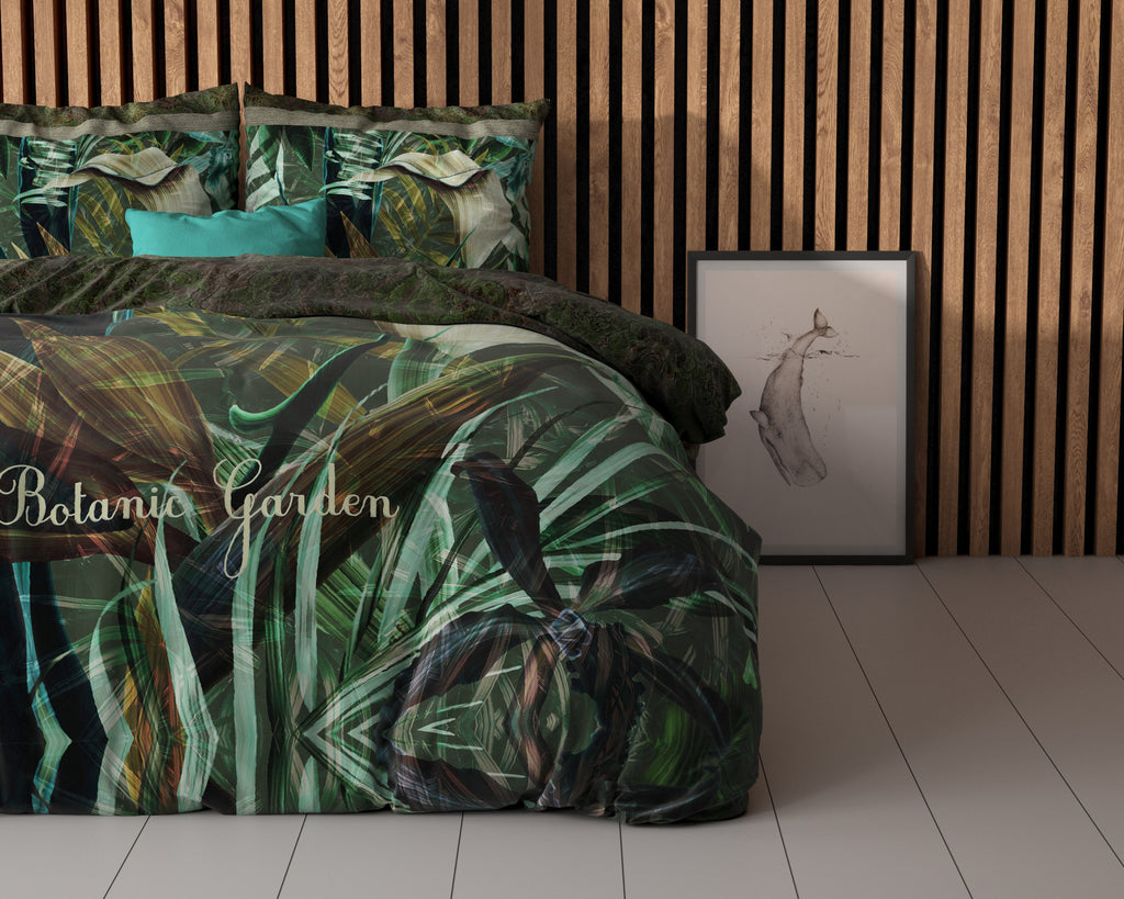 Dekbedovertrek botanische print groen De Botanische Tuin 240 x 200/220 cm, slaapkamer