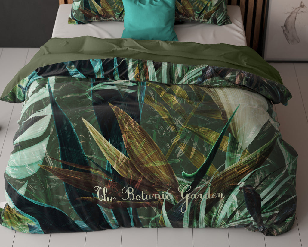 Dekbedovertrek botanische print groen De Botanische Tuin 240 x 200/220 cm, slaapkamer
