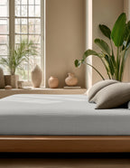 Hoeslaken katoen mousseline crème 140 x 200 cm, hoekhoogte 30 cm, voor matras en boxspring