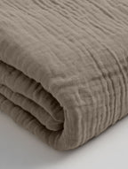 Hoeslaken katoen mousseline taupe 140 x 200 cm, hoekhoogte 30 cm, voor matras en boxspring
