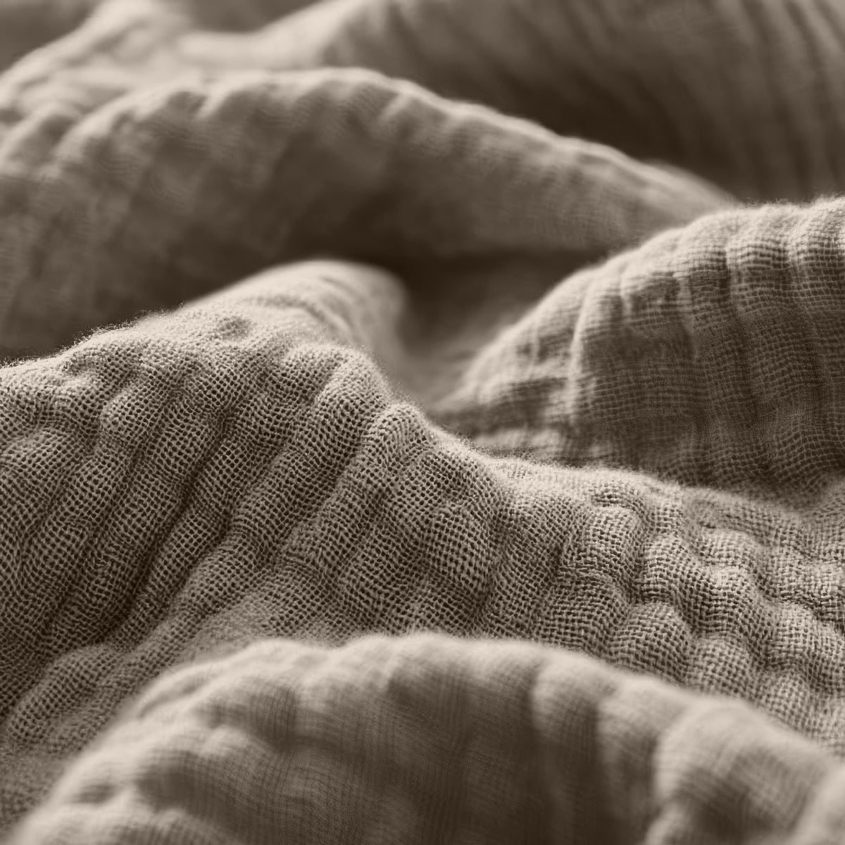 Hoeslaken katoen mousseline taupe 140 x 200 cm, hoekhoogte 30 cm, voor matras en boxspring