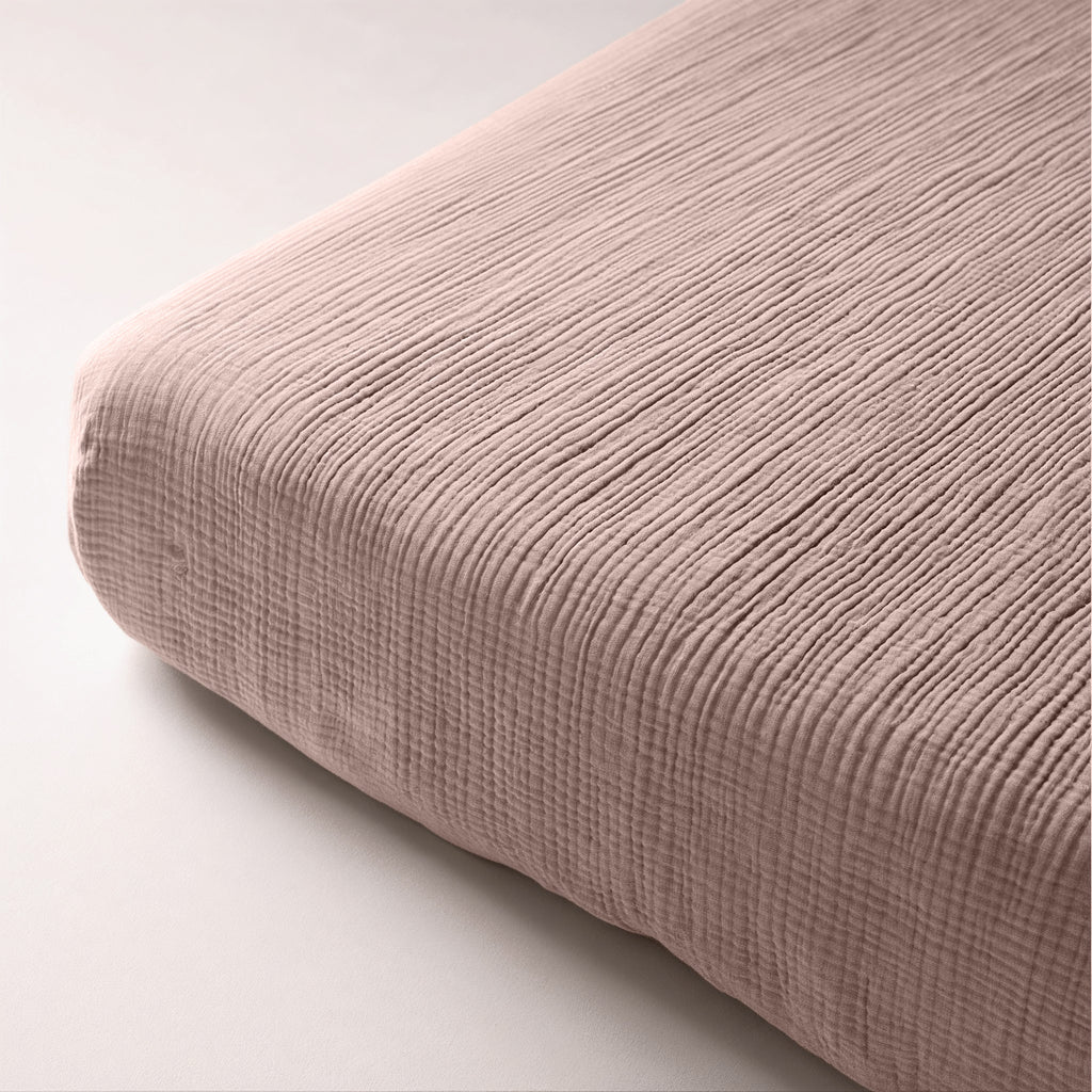 Hoeslaken katoen mousseline blushroze 160 x 200 cm, hoekhoogte 30 cm voor boxspring en matras
