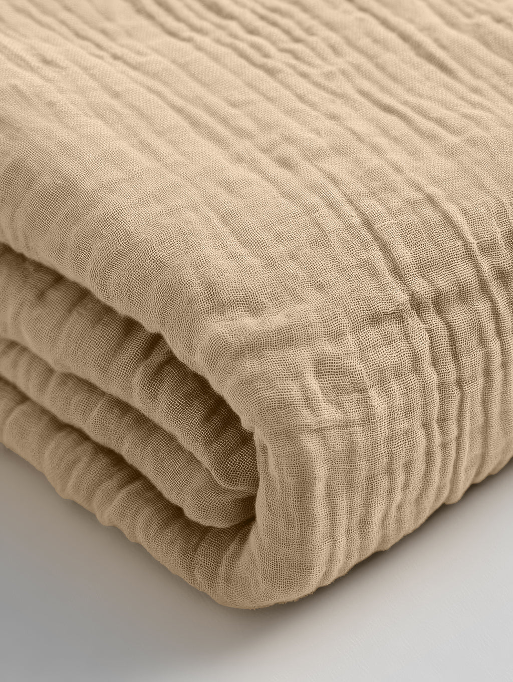 Hoeslaken katoen mousseline zand 140 x 200 cm, hoekhoogte 30 cm, voor matras en boxspring
