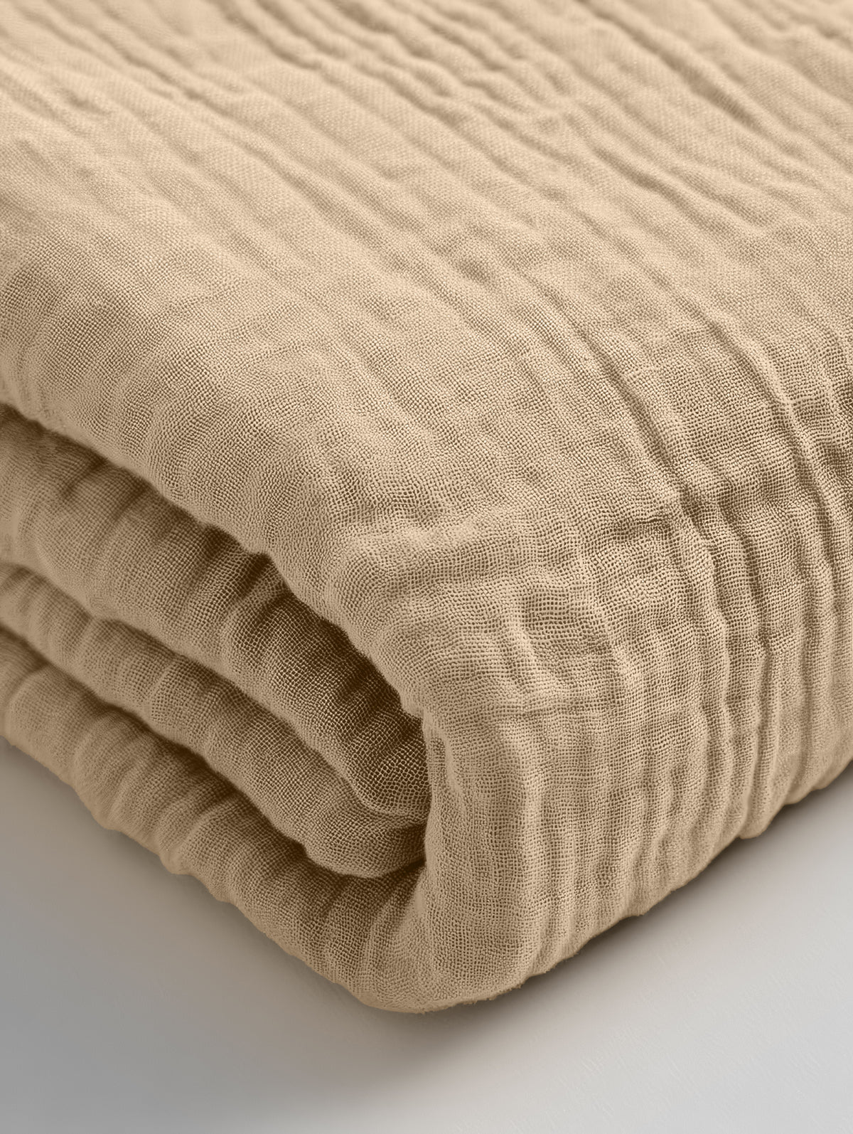 Hoeslaken katoen mousseline zand 140 x 200 cm, hoekhoogte 30 cm, voor matras en boxspring