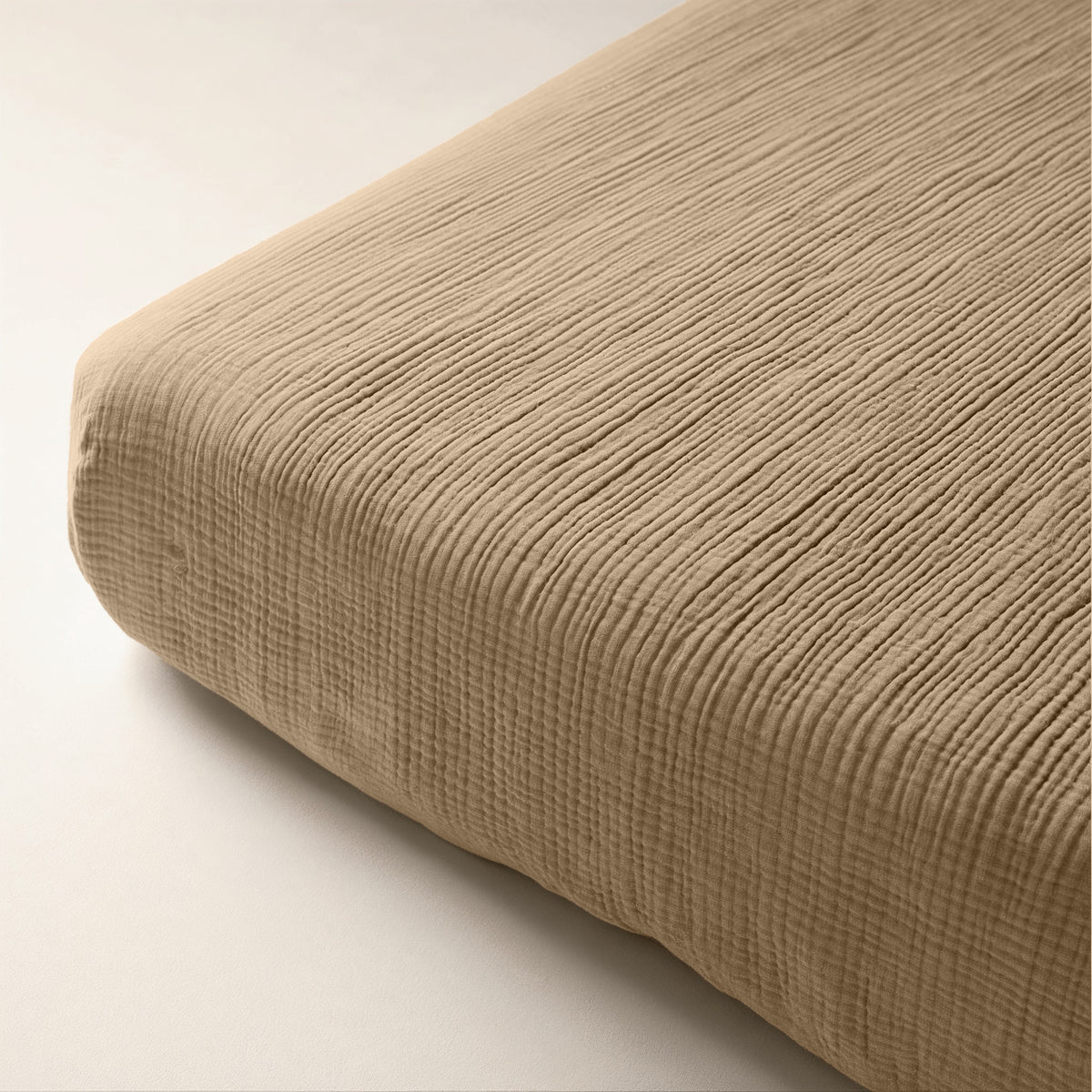 Hoeslaken katoen mousseline zand 140 x 200 cm, hoekhoogte 30 cm, voor matras en boxspring