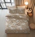 Dekbedovertrek katoen Lente zand beige bloemendessin 140 x 220 cm, met 2 kussenslopen 60 x 70 cm