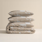 Dekbedovertrek katoen Lente zand beige bloemendessin 140 x 220 cm, met 2 kussenslopen 60 x 70 cm