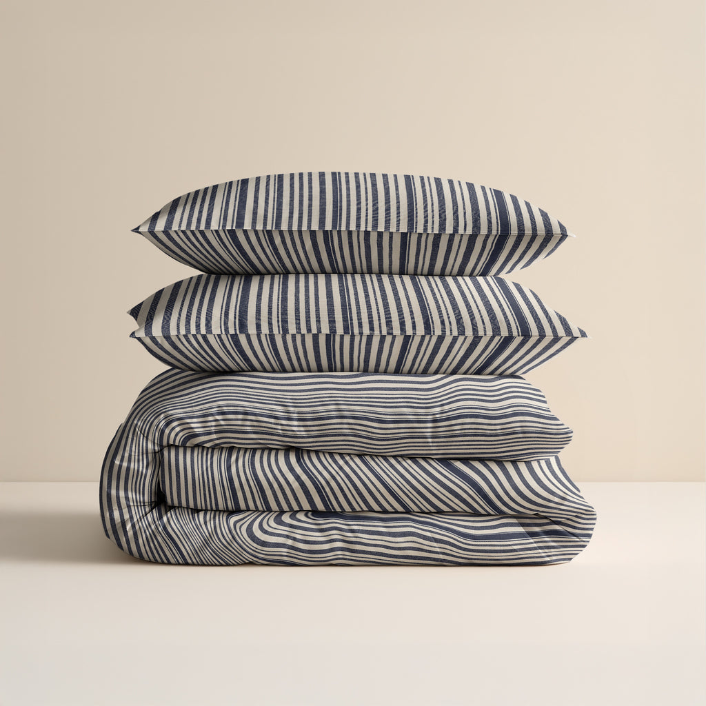 Dekbedovertrek katoen Regatta blauw gestreept 200 x 220 cm, met 2 kussenslopen 60 x 70 cm