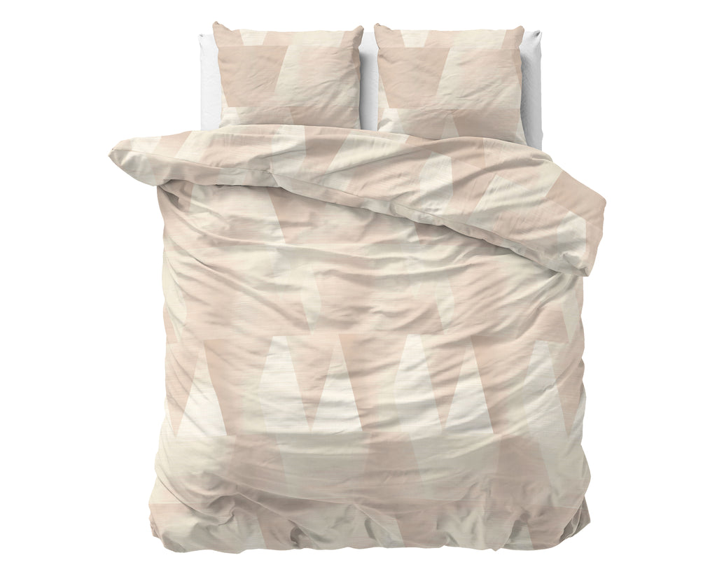 Dekbedovertrek katoen Blush Hoeken zand beige 200 x 220 cm, met 2 kussenslopen 60 x 70 cm