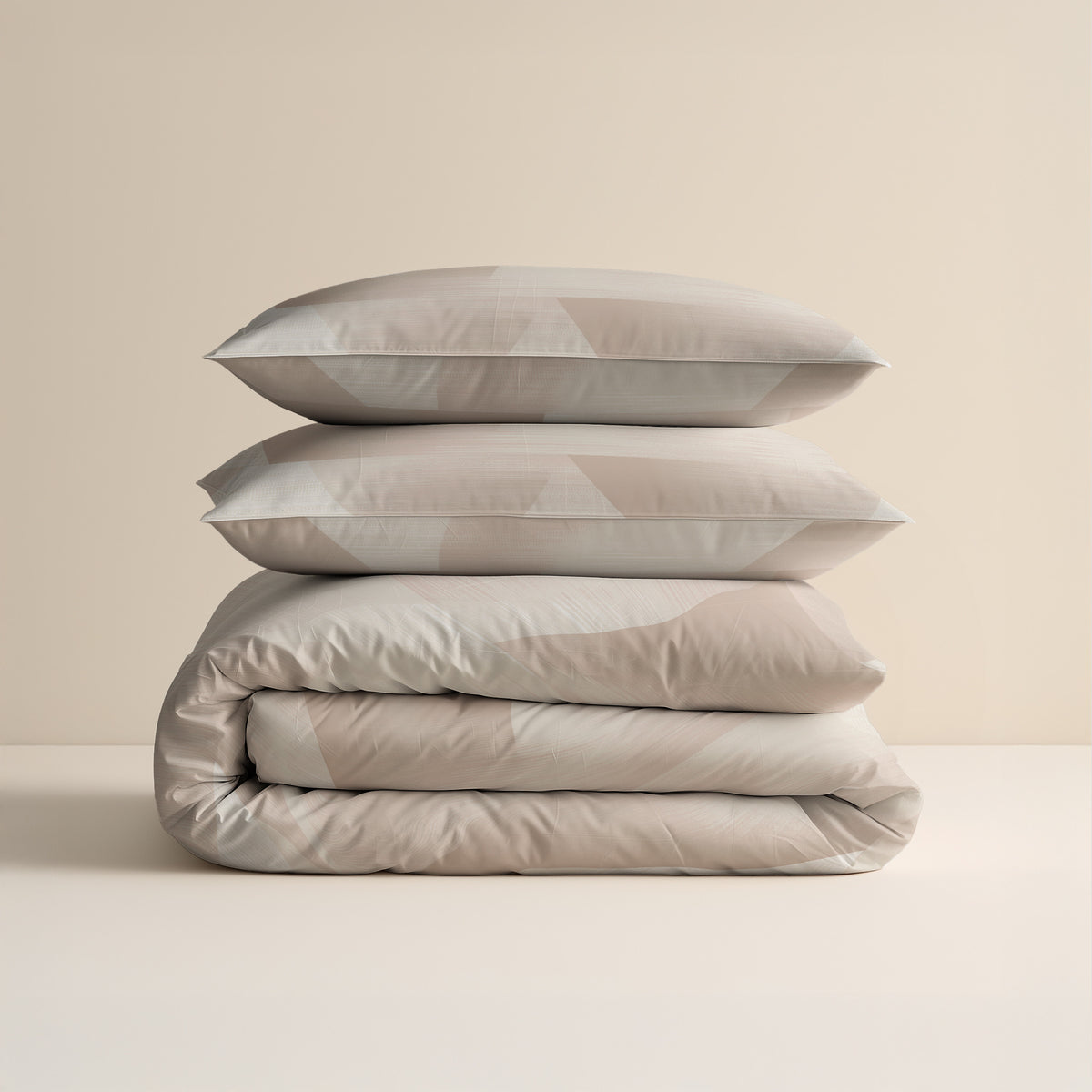 Dekbedovertrek katoen Blush Hoeken zand beige 200 x 220 cm, met 2 kussenslopen 60 x 70 cm
