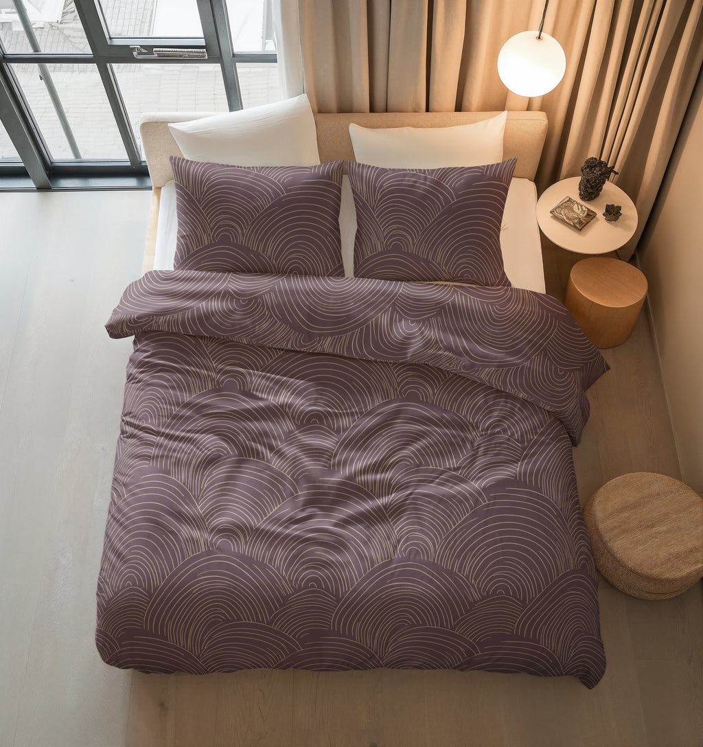 Dekbedovertrek katoen Dreamscape paars 140 x 220 cm, met 1 kussensloop 60 x 70 cm