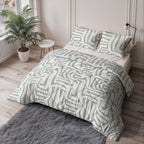Lazy dekbed polyester microvezel Eran groen wit 200 x 200 cm, met 2 kussenslopen 60 x 70 cm
