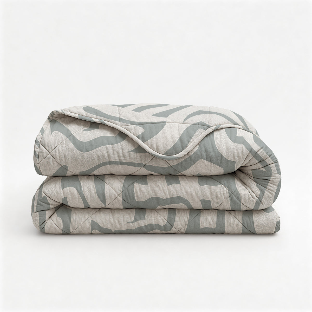 Lazy dekbed polyester microvezel Eran groen wit 200 x 200 cm, met 2 kussenslopen 60 x 70 cm