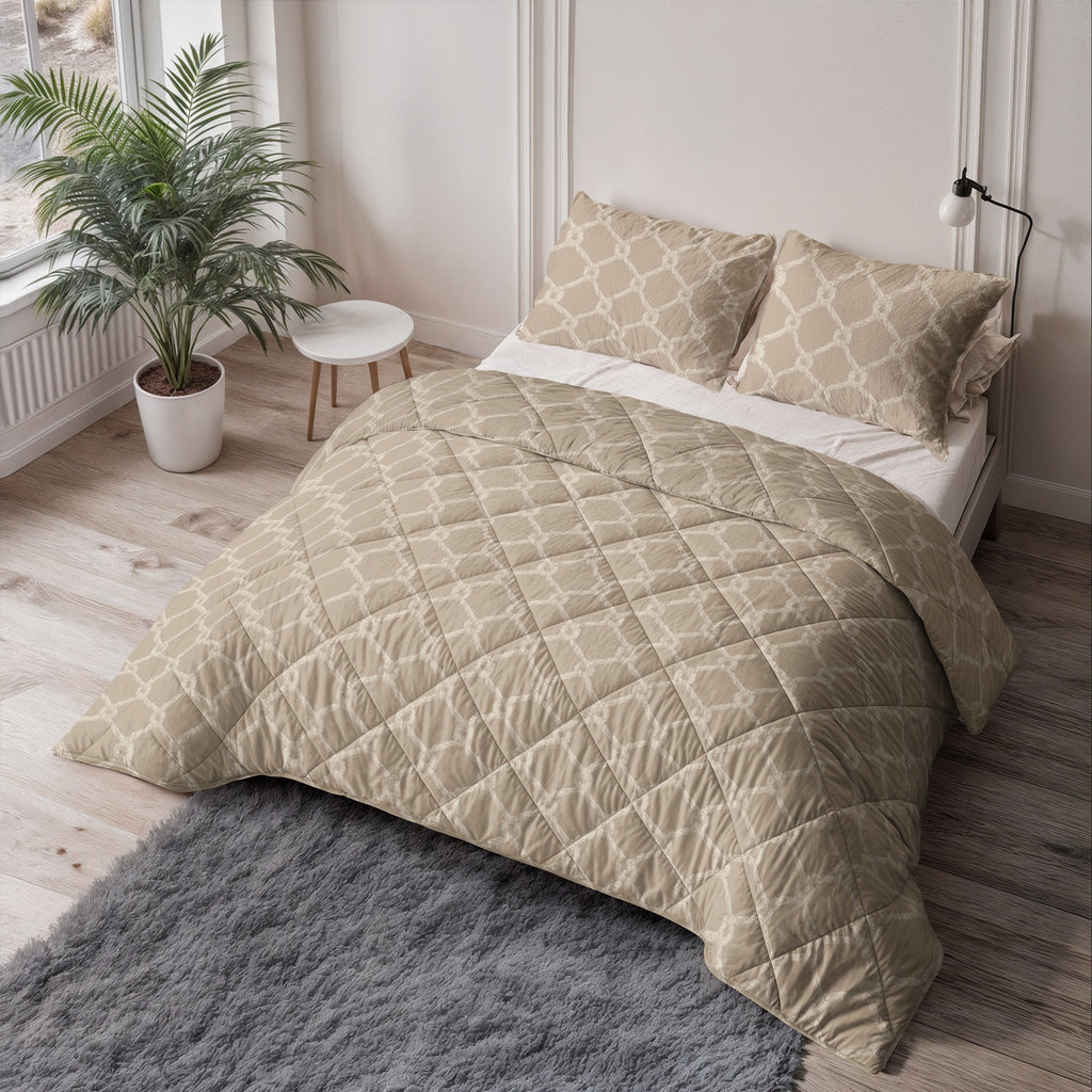 Lazy dekbed alles-in-één polyester microvezel zand, 200 x 220 cm, met 2 kussenslopen 60 x 70 cm