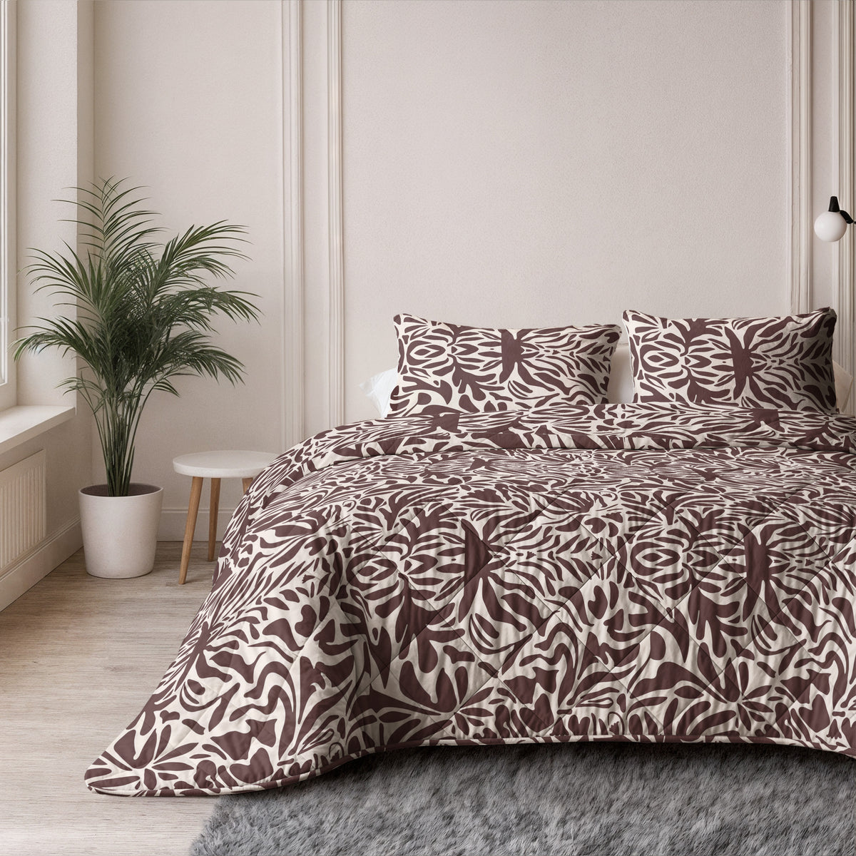 Lazy dekbed 2-in-1 polyester microvezel Denzo rood/bruin/wit 140 x 220 cm, met kussensloop 60 x 70 cm