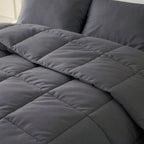 Lazy dekbed percale katoen antraciet 140 x 220 cm, dekbed en overtrek in één voor de slaapkamer