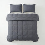 Lazy dekbed percale katoen antraciet 200 x 220 cm, dekbed en overtrek in één, voor de slaapkamer