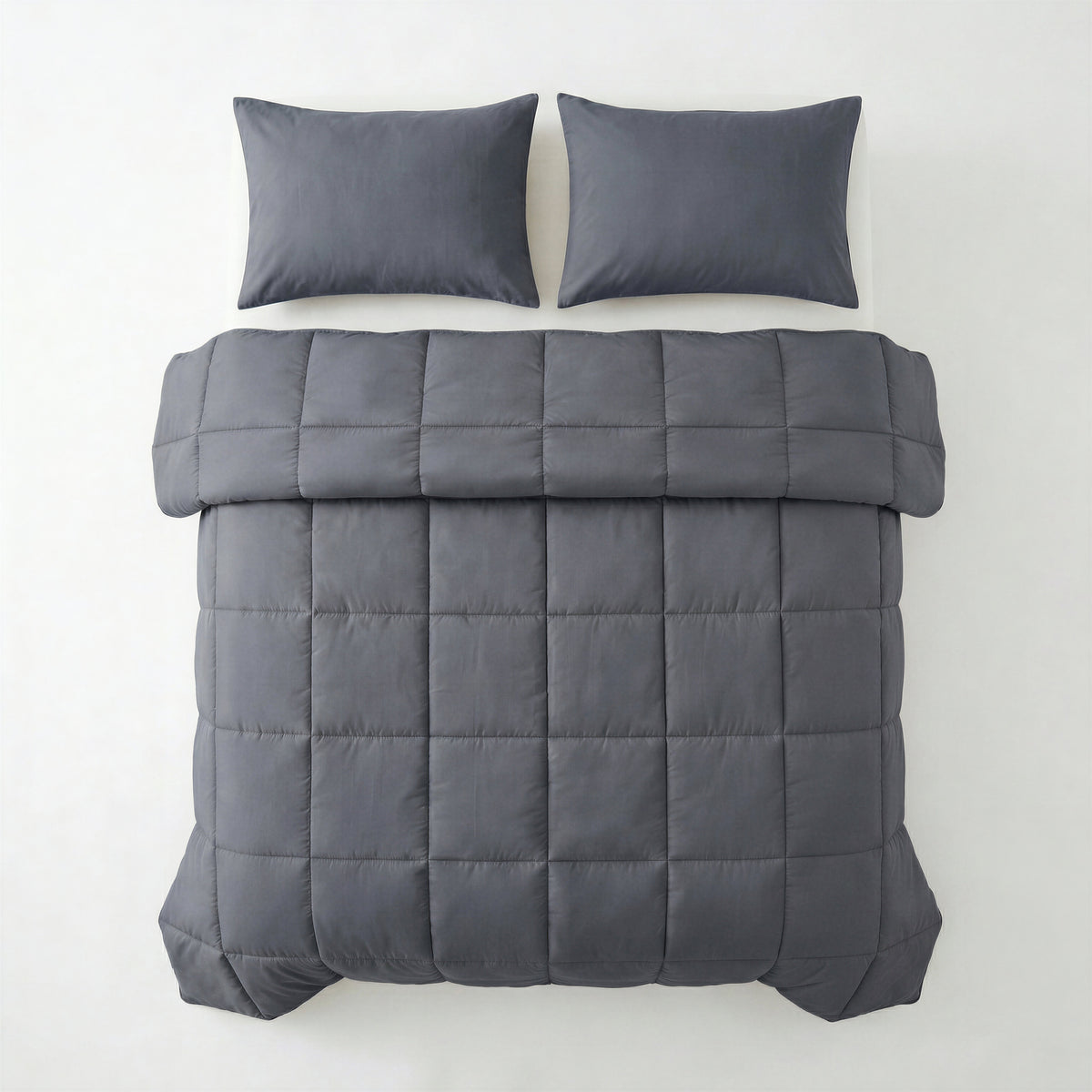 Lazy Dekbed katoen percale antraciet 240 x 220 cm, dekbed en overtrek in één voor tweepersoonsbed
