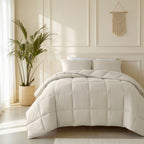 Lazy dekbed alles-in-één percale katoen beige 140 x 220 cm, dekbed en overtrek in één