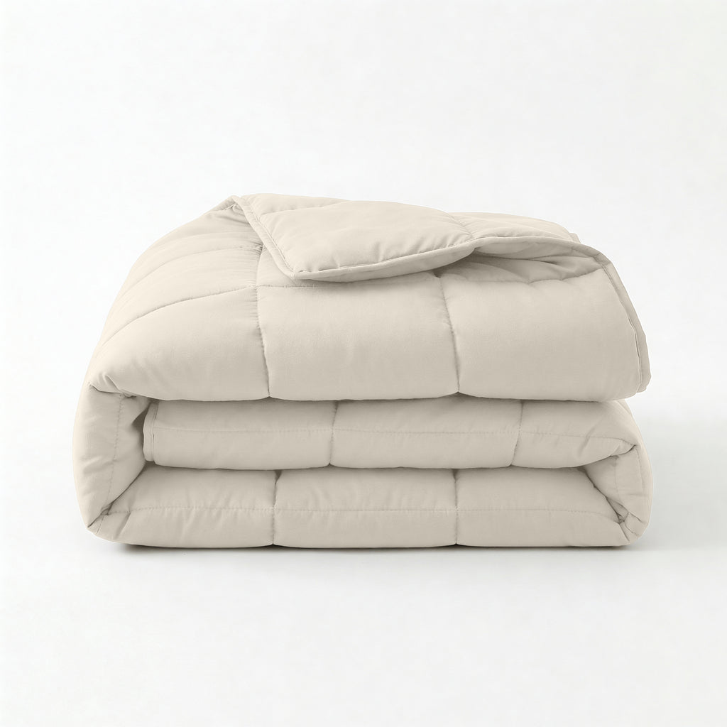 Dekbed alles-in-één katoen percale beige 200 x 220 cm, dekbed en overtrek in één voor de slaapkamer