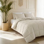 Dekbed alles-in-één katoen percale beige 200 x 220 cm, dekbed en overtrek in één voor de slaapkamer