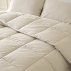 Dekbed alles-in-één katoen percale beige 200 x 220 cm, dekbed en overtrek in één voor de slaapkamer