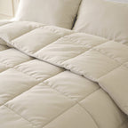 Dekbed alles-in-één katoen percale beige 200 x 220 cm, dekbed en overtrek in één voor de slaapkamer