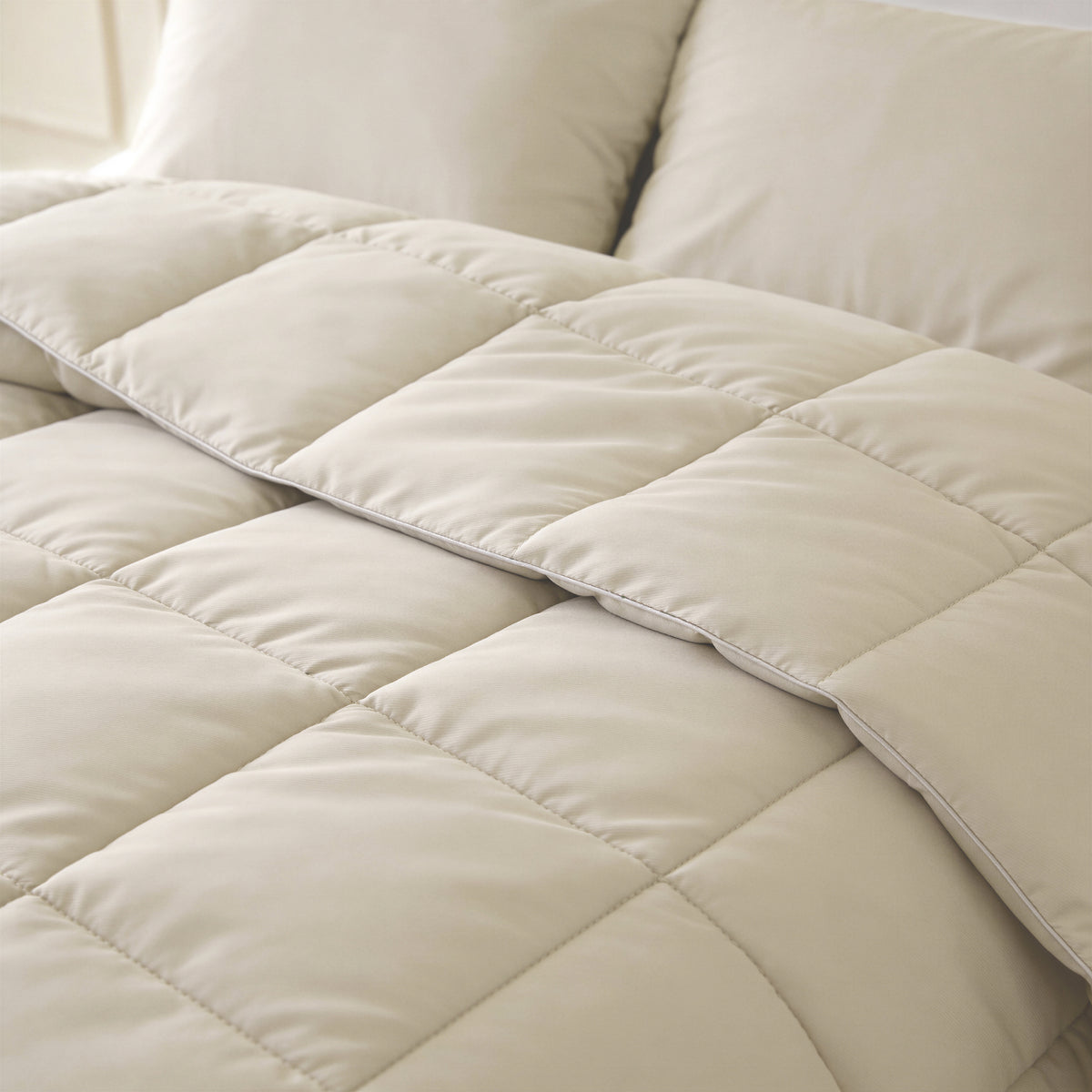 Dekbed alles-in-één katoen percale beige 200 x 220 cm, dekbed en overtrek in één voor de slaapkamer