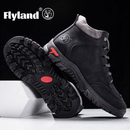 Durable outdoor boots for men, hiking boots and trekking shoes with a treaded sole