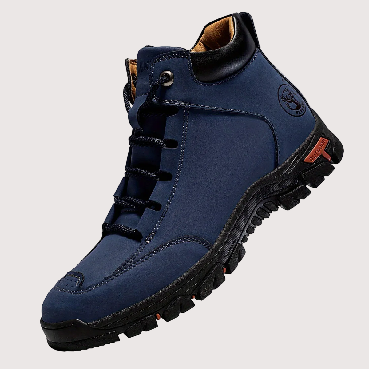 Durable outdoor boots for men, hiking boots and trekking shoes with a treaded sole