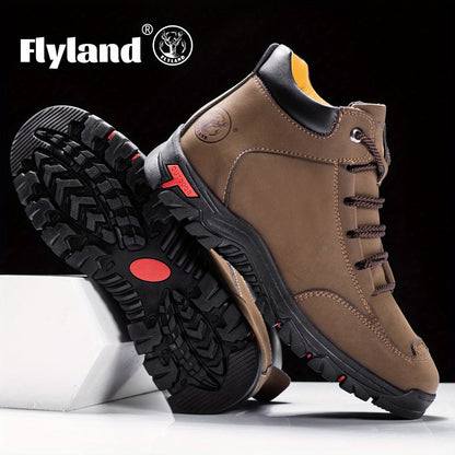 Durable outdoor boots for men, hiking boots and trekking shoes with a treaded sole