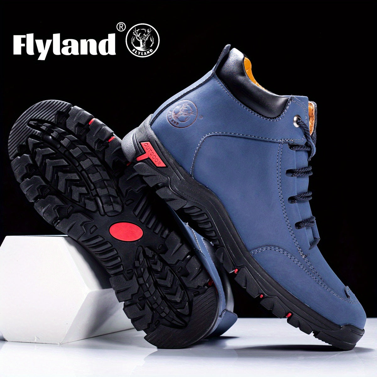 Durable outdoor boots for men, hiking boots and trekking shoes with a treaded sole