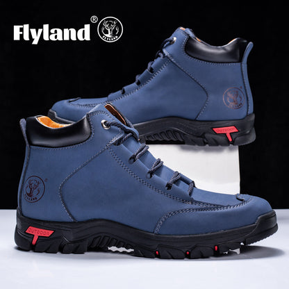 Durable outdoor boots for men, hiking boots and trekking shoes with a treaded sole