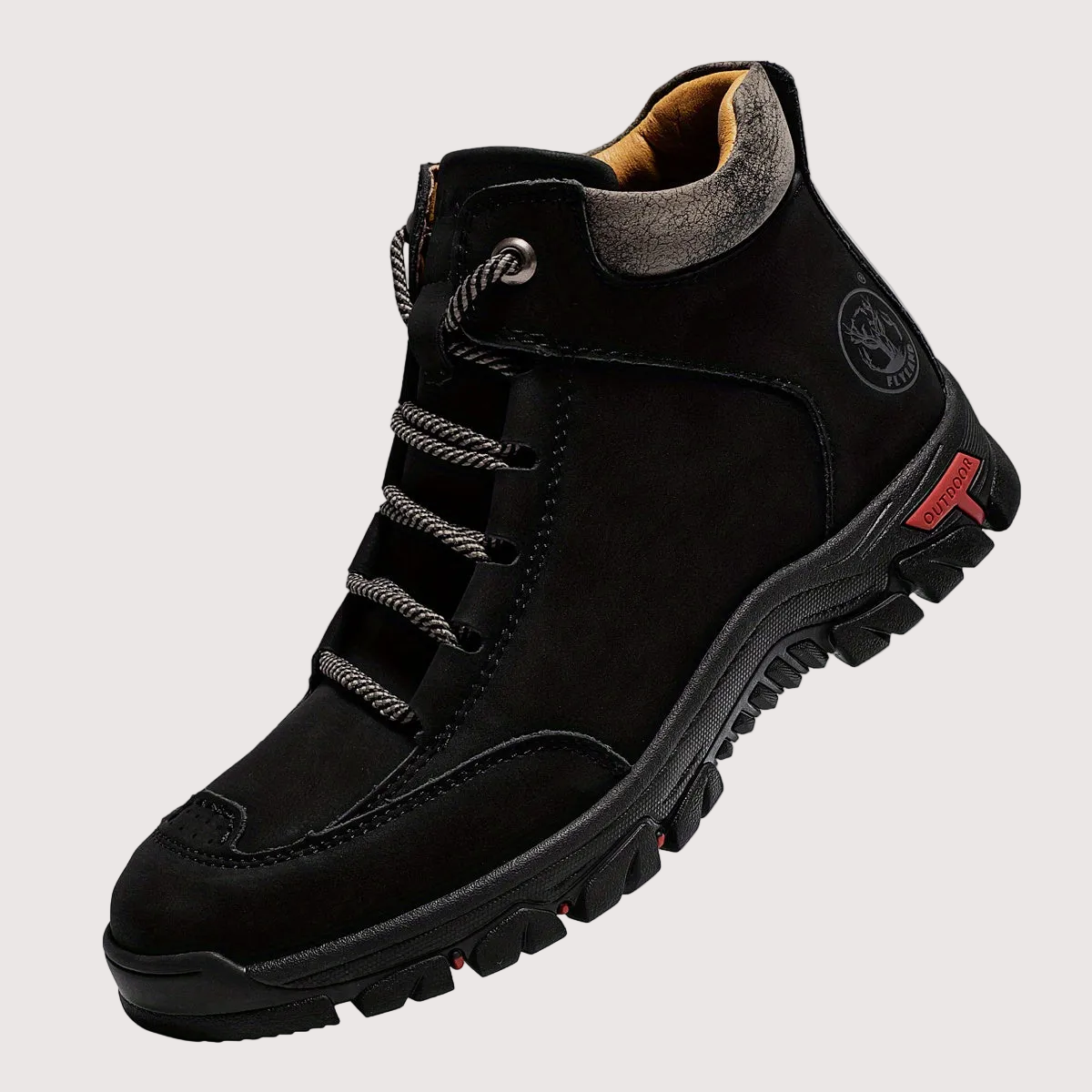 Durable outdoor boots for men, hiking boots and trekking shoes with a treaded sole