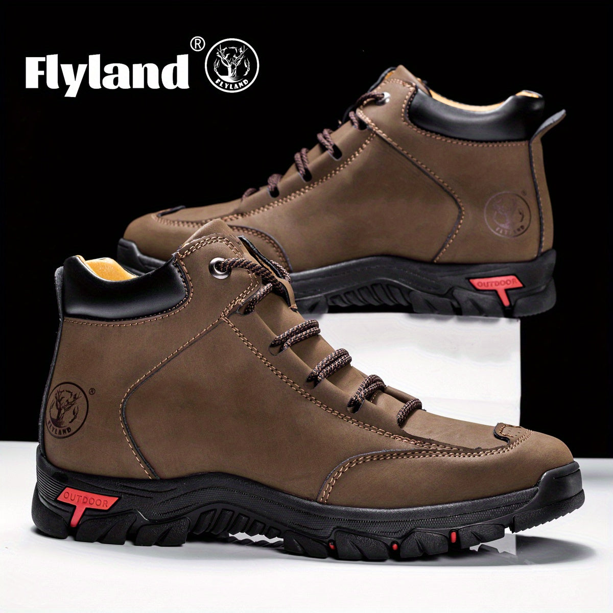 Durable outdoor boots for men, hiking boots and trekking shoes with a treaded sole