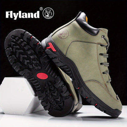 Durable outdoor boots for men, hiking boots and trekking shoes with a treaded sole