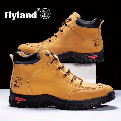 Durable outdoor boots for men, hiking boots and trekking shoes with a treaded sole