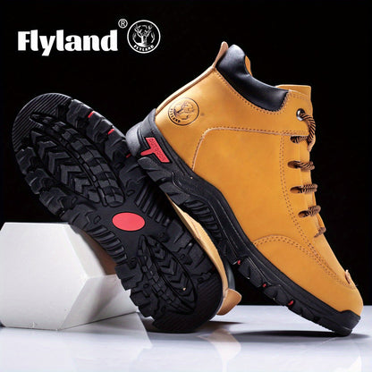Durable outdoor boots for men, hiking boots and trekking shoes with a treaded sole