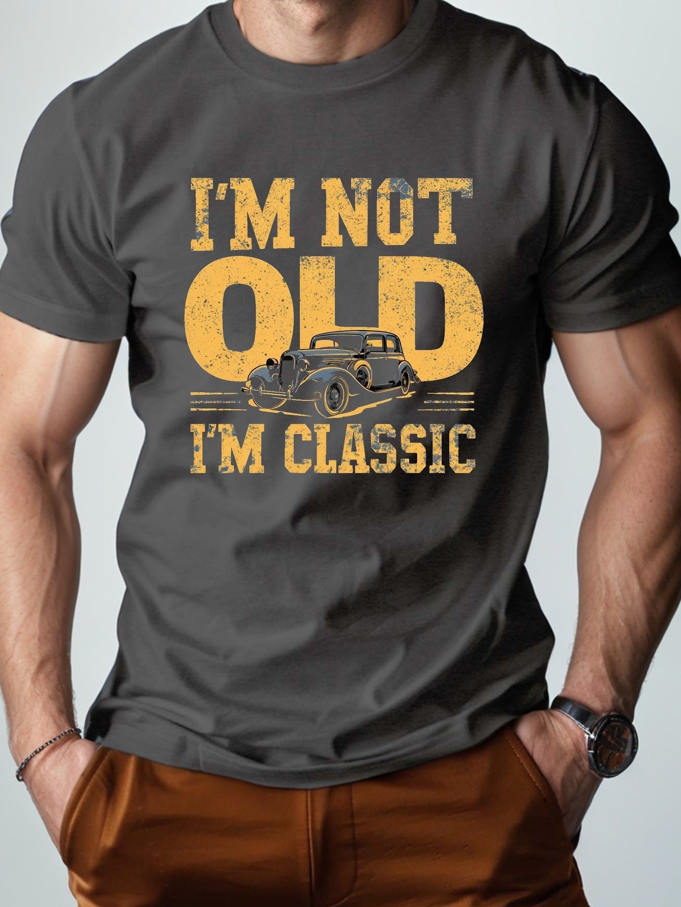Men's T-Shirt with Saying and Vintage Car – Vintage Classic Look, Funny Gift for Men